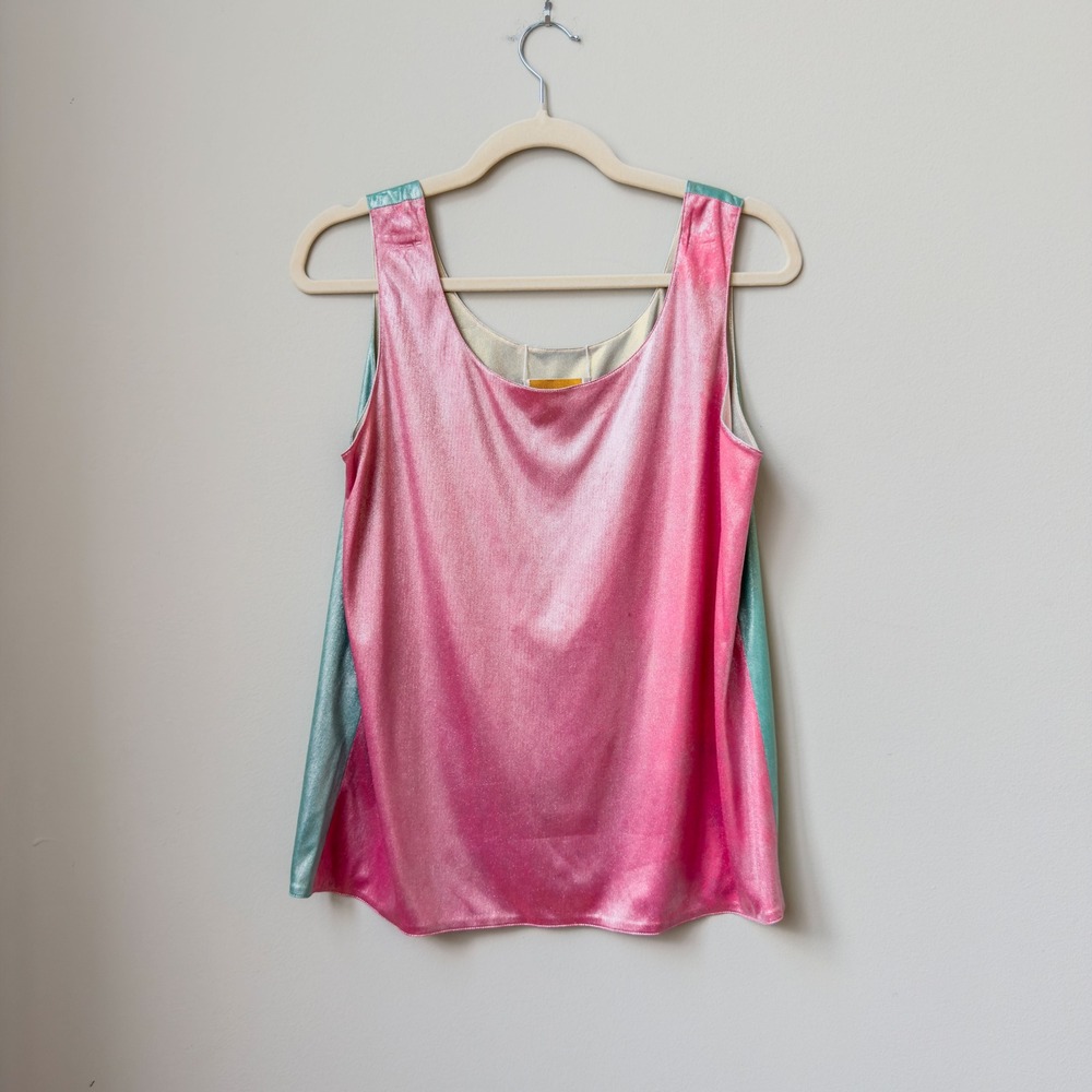 VTG Retro Whimsical Eccentric Metallic Reversible Tank Top Size L